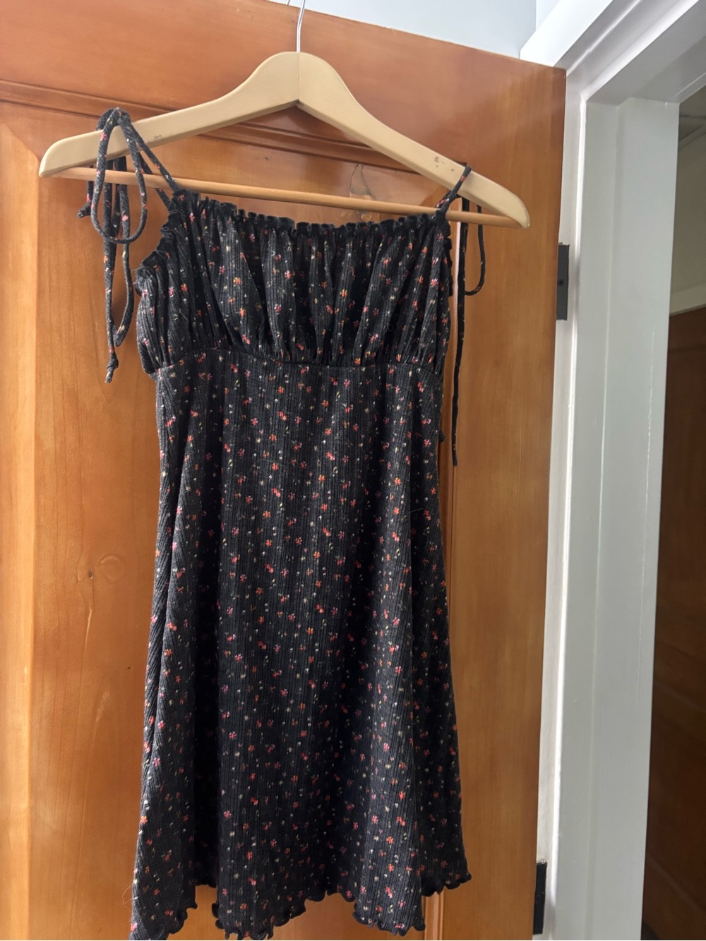 Lulu’s Black Floral Tie-Shoulder Sundress